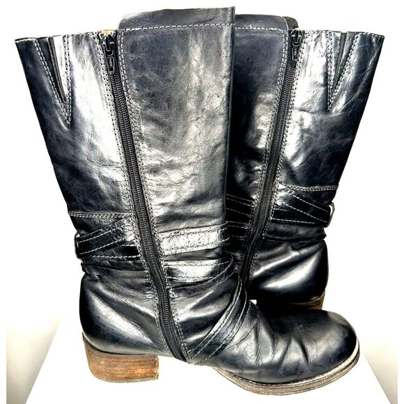 Naya Womens Leather Boots B3196L1001 Sabre Riding Tall Heels Zipper Black 8M - Picture 4 of 16